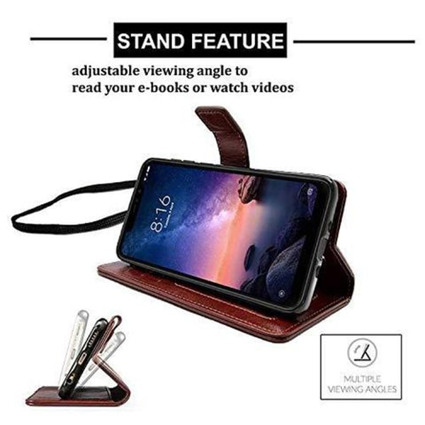 zekaasto VIVO Y20 Flip Cover, Brown Unipha Flip Cover, Duel Protection, Standing View, Storage Slots (Brown, Dual Protection)