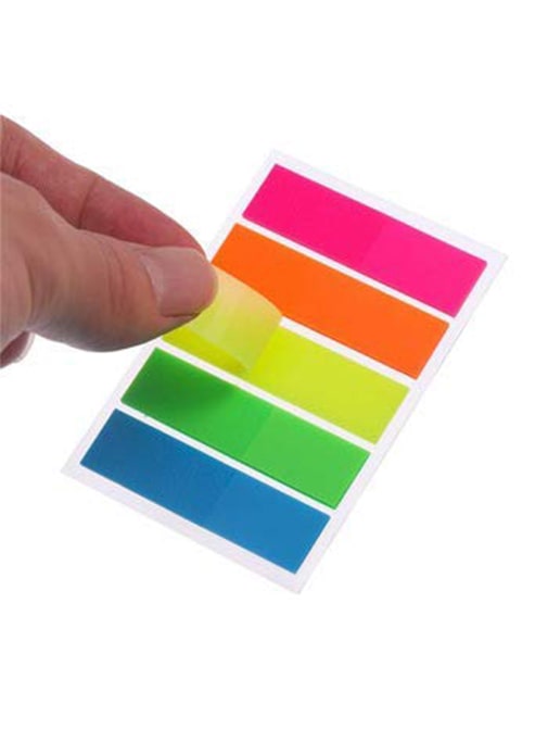 Rexon Plastic Self-Stick Flags (44 x 12 mm, 125 Flags, Orange, Green, Pink, Blue & Yellow, Pack of 2)