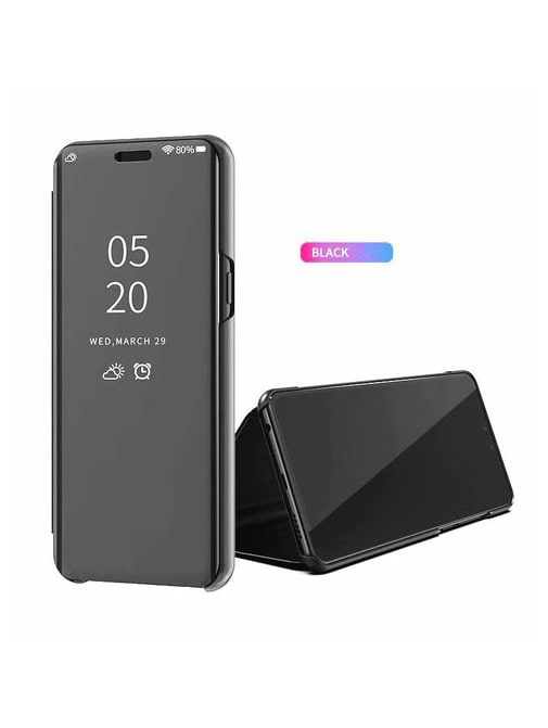 zekaasto Samsung Galaxy A30S, Mirror Flip Cover Black, Use Like Mirror, Protective Shield, Comfortable Stand View Display in landscape mode.