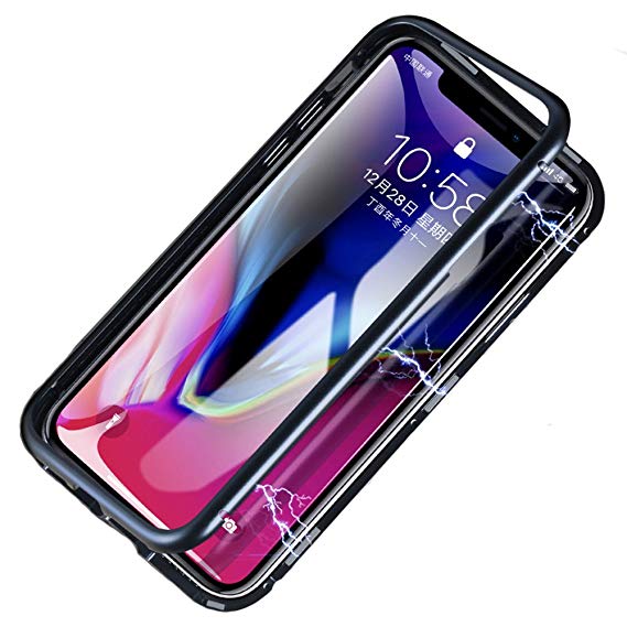 Zekaasto Apple iPhone 11 Pro, Electronic Auto-Fit, Full Protection, Magnetic Transparent Glass Case (Black)