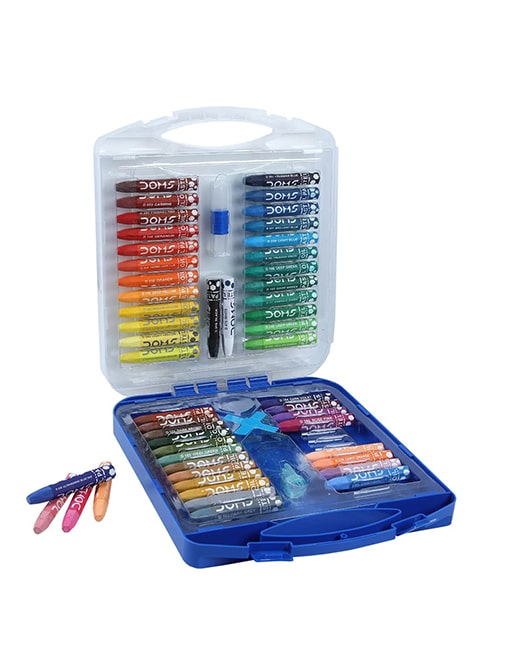 Doms Non-Toxic Oil Pastels (50 Assorted Shades, Free One Pastel Holder, Sharpener & Scrapping Tool)