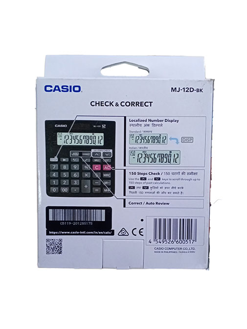 Casio MJ-12D-BK 150 Steps Check & Correct Desktop Calculator