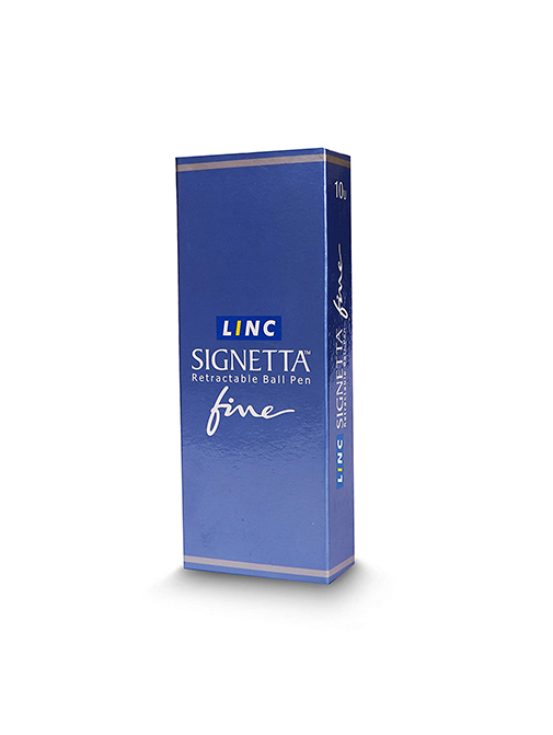 Linc Signetta Fine Ball Pen (Red Ink, 0.7 mm, Blue Body, Pack of 10) 