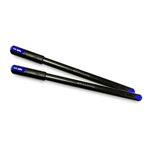 Linc Pentonic Gel Pen (Blue Ink, 0.6mm, Black Body, Pack of 10) 