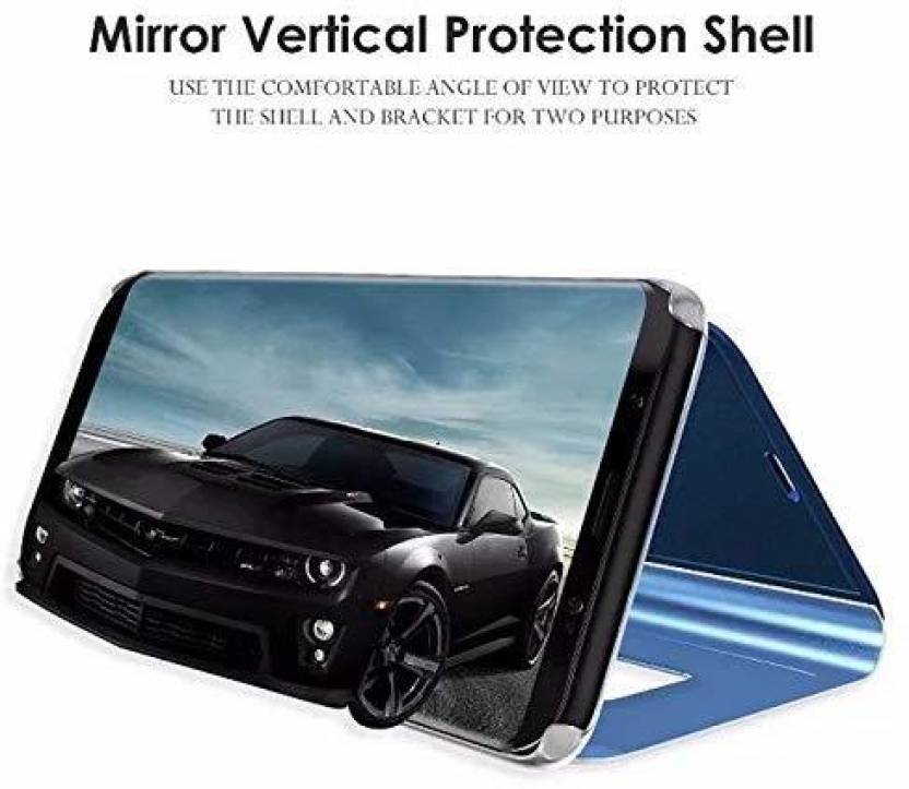 zekaasto MI Redmi Note 7, Mirror Flip Cover Black, Use Like Mirror, Protective Shield, Comfortable Stand View Display in landscape mode.