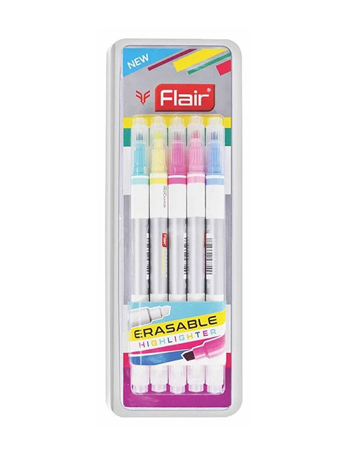 Flair Erasable Highlighter (1mm & 4mm Tip, Pack of 5)