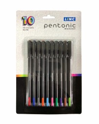 linc-pentonic-multicolor-ball-pen-assorted-ink-1.0-mm-black-body-pack-of-10