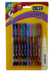linc-glycer-super-smooth-ball-pen-different-ink-0.6-mm-pack-of-10