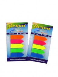 rexon-plastic-arrow-self-stick-flags-44-x-12-mm-125-flags-orange-green-pink-blue-and-yellow-pack-of-21139