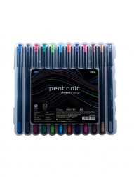 Linc Pentonic Refillable, Waterproof Gel Pen (Assorted Ink, 0.6, 0.7 & 1.0 mm, Pack of 12)