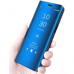 zekaasto-vivo-y81-pro-mirror-flip-cover-blue-duel-protection-luxury-case-comfortable-standing-view-display-clear-view